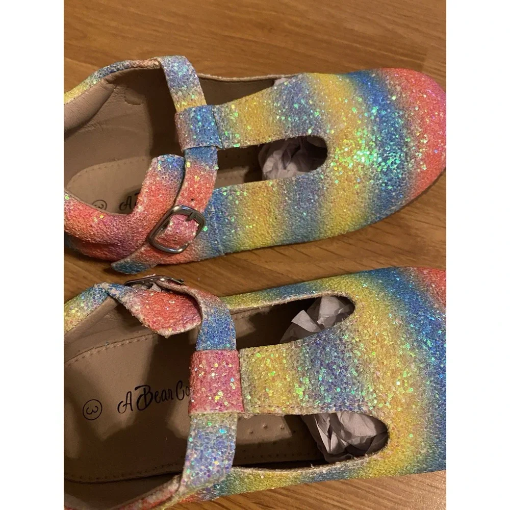 Brand‎ New A Bear Co Girls Sparkle Slip On Shoe Birkenstock Like Look Size 3